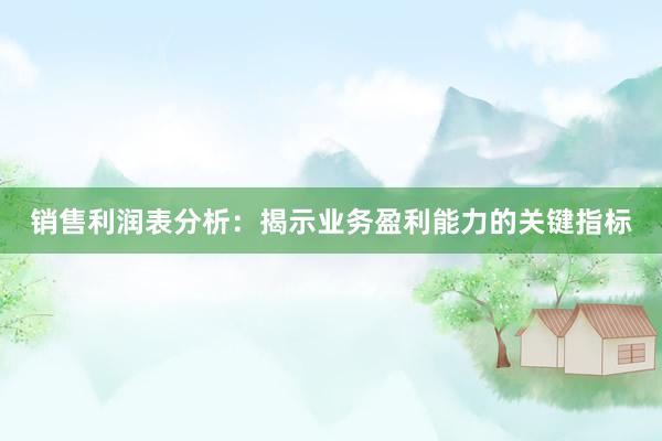 销售利润表分析：揭示业务盈利能力的关键指标